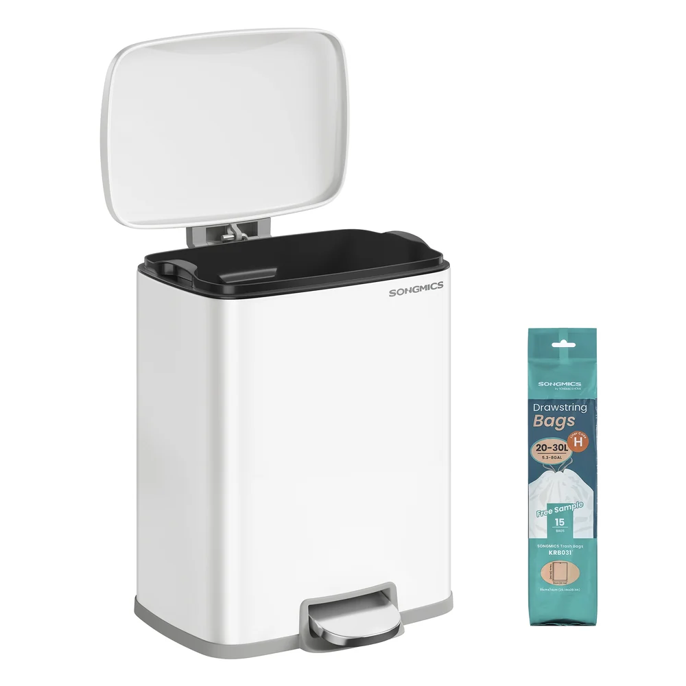 Stainless steel kitchen trash can with soft close lid and inner bucket - Image 2