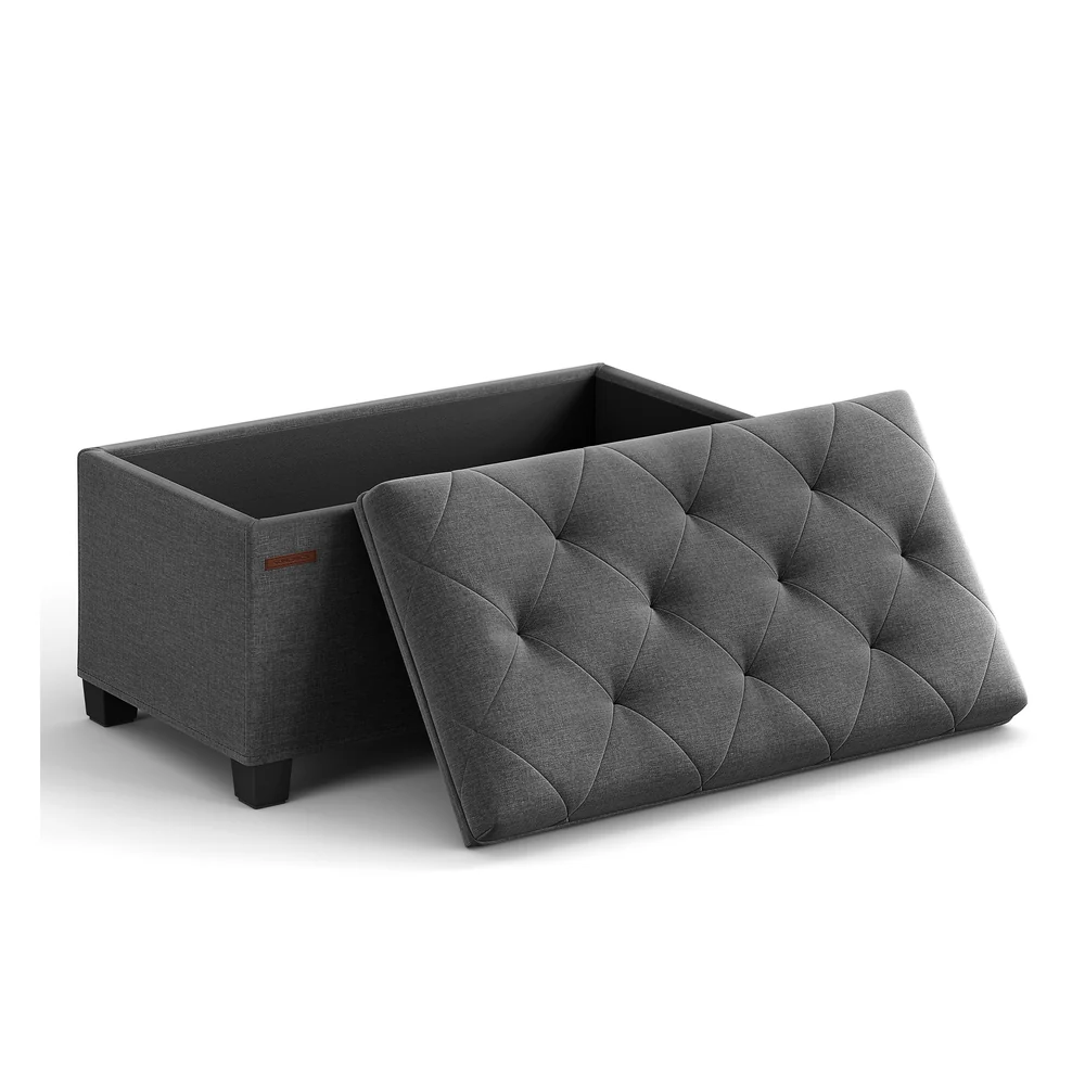 Storage Ottoman Bench, Linen-Look Fabric - Image 3