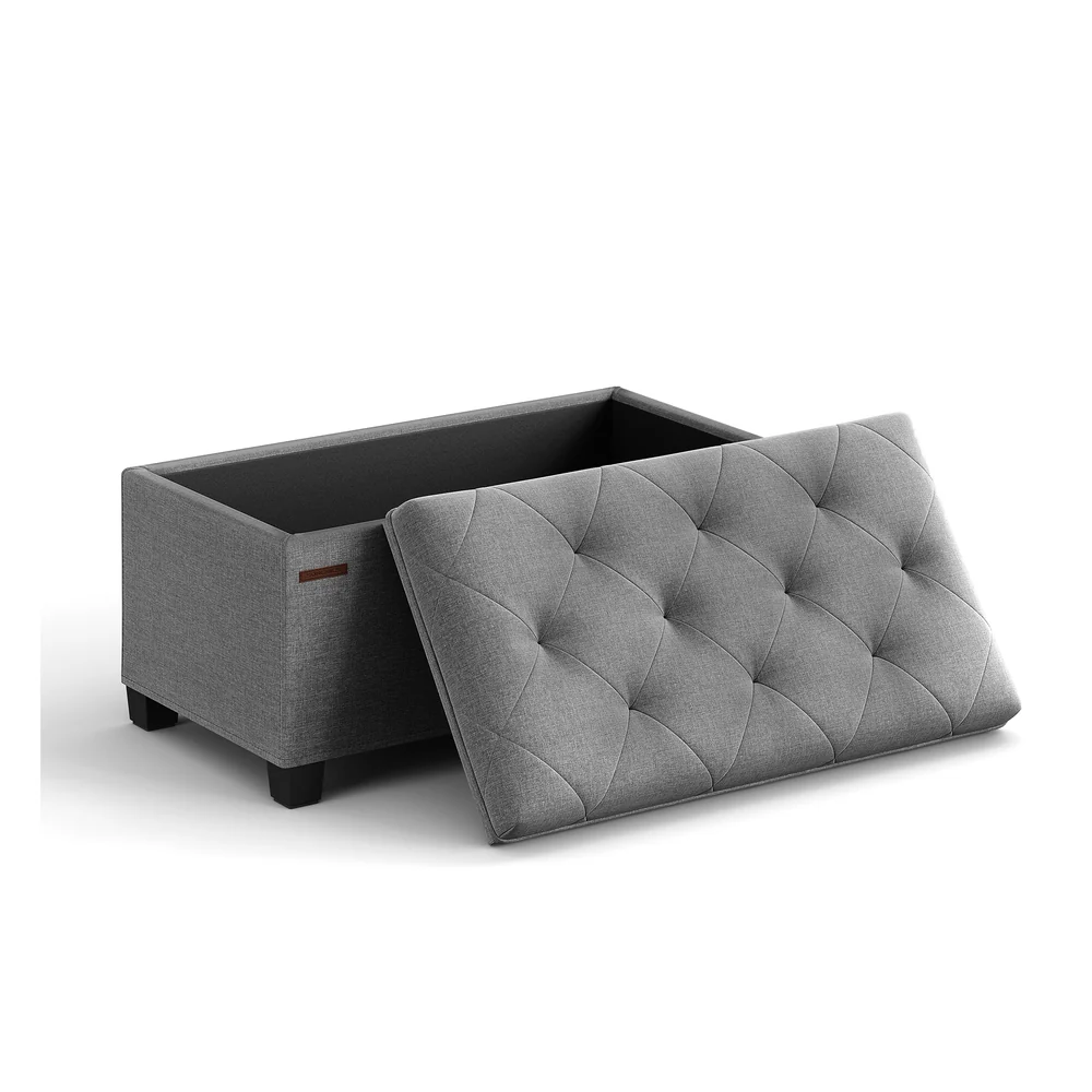Storage Ottoman Bench, Linen-Look Fabric - Image 4
