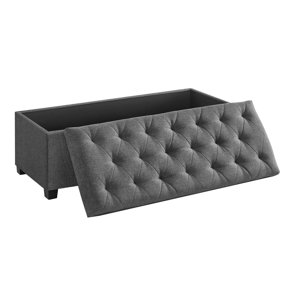 Storage Ottoman Bench, Linen-Look Fabric - Image 5