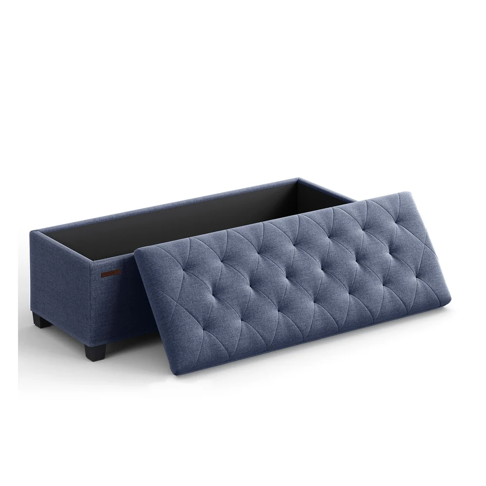 Storage Ottoman Bench, Linen-Look Fabric - Image 9
