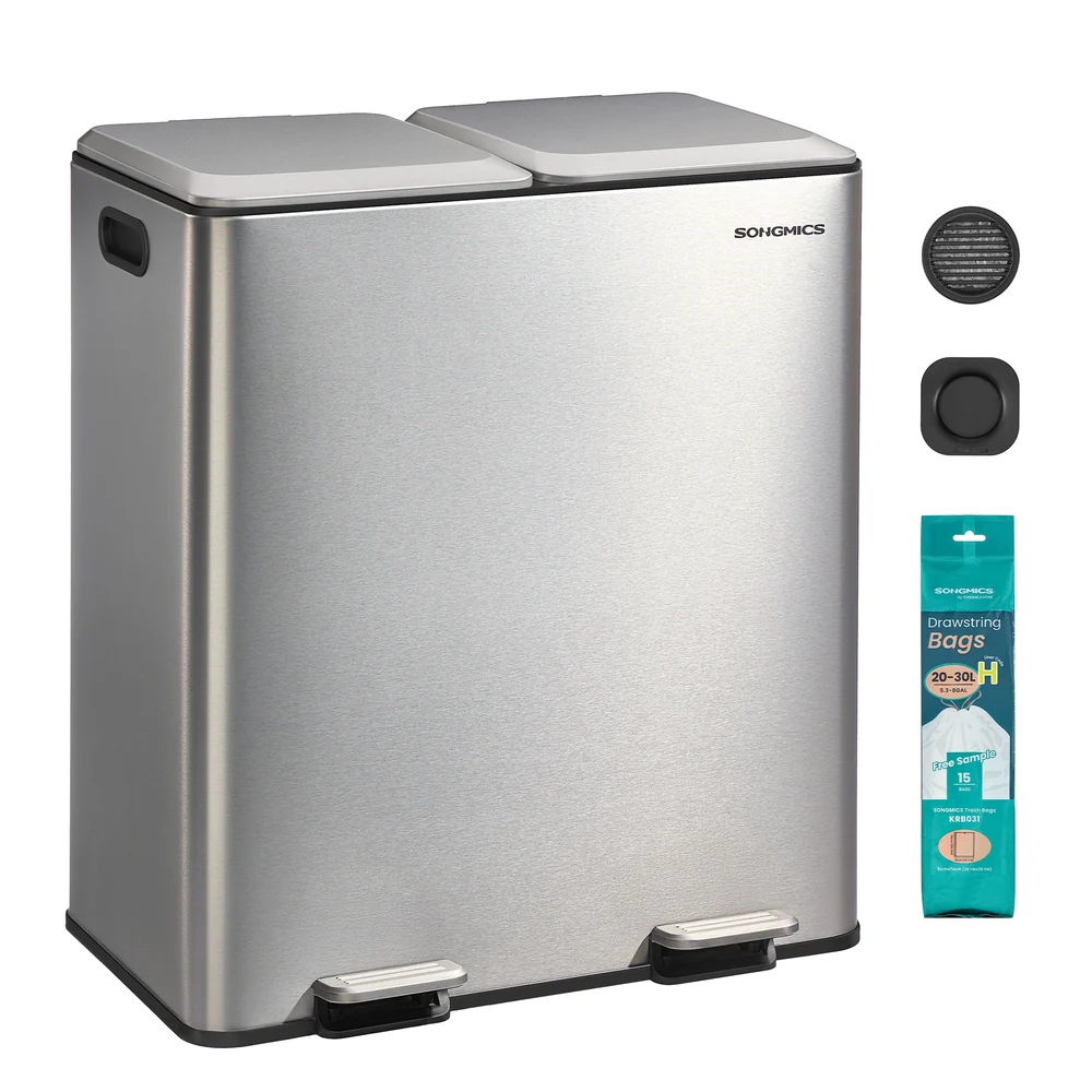 Double Garbage Can with Soft-Close Lids and Removable Inner Buckets - Image 2