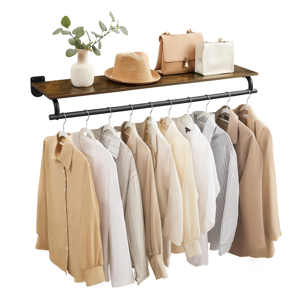 Wall Mounted Clothing Rack, with Hanging Rod