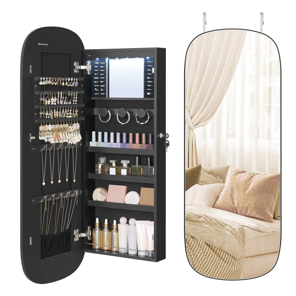 Wall Mounted Jewelry Organizer with Mirror - Image 2
