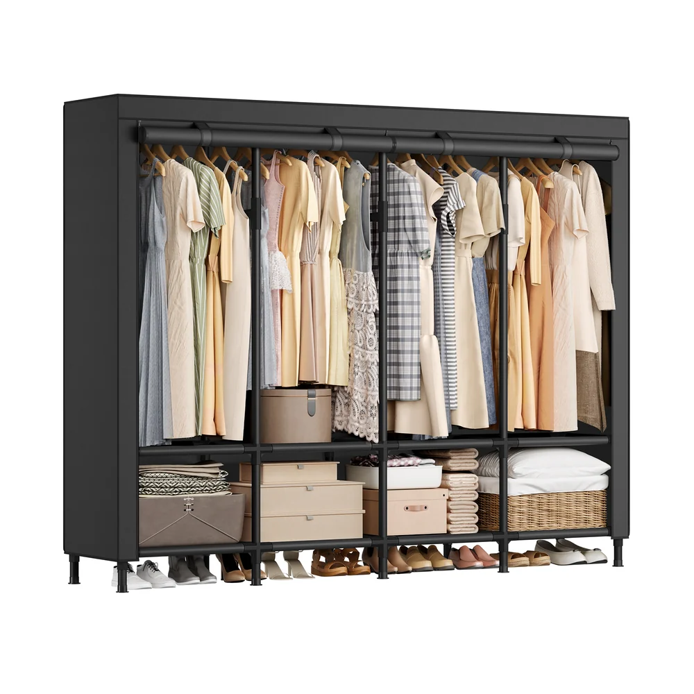 Wardrobe Closet with 3 Hanging Rails and 6 Shelves - Image 3