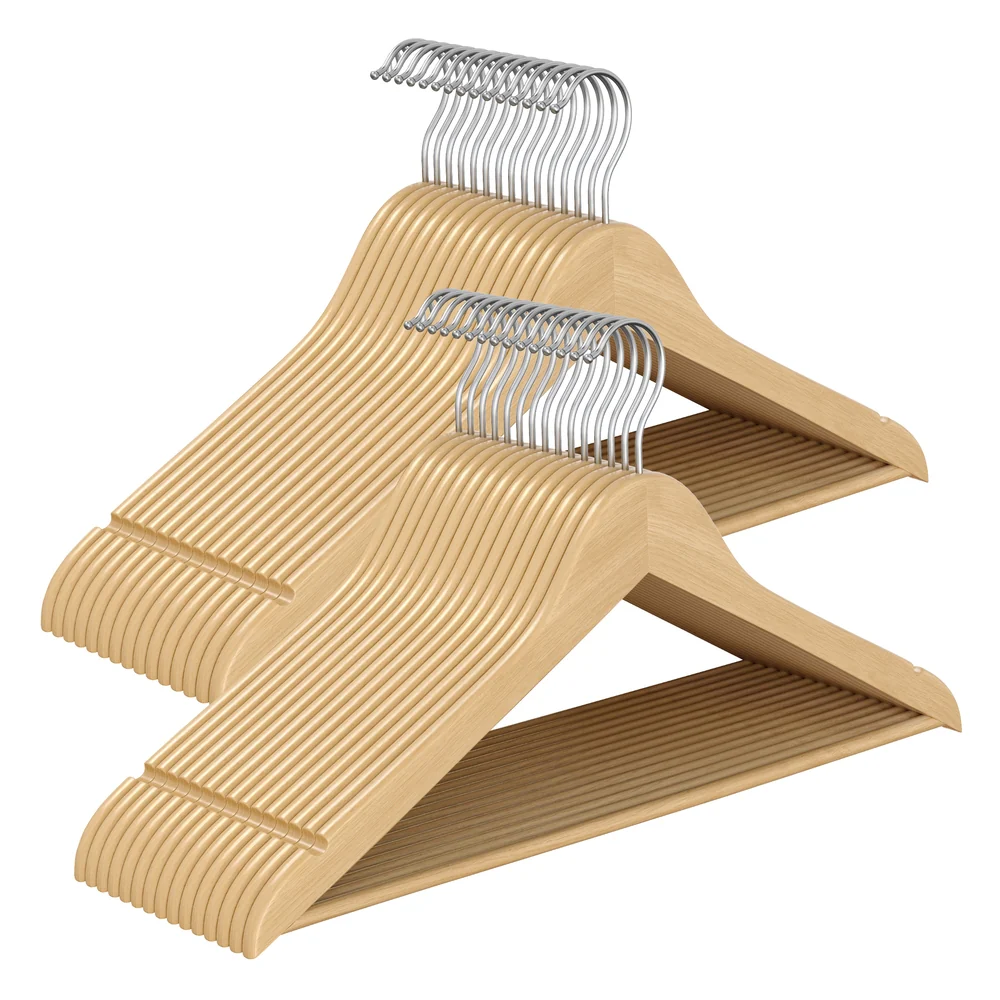 Wooden Hangers with 360° Swivel Hooks