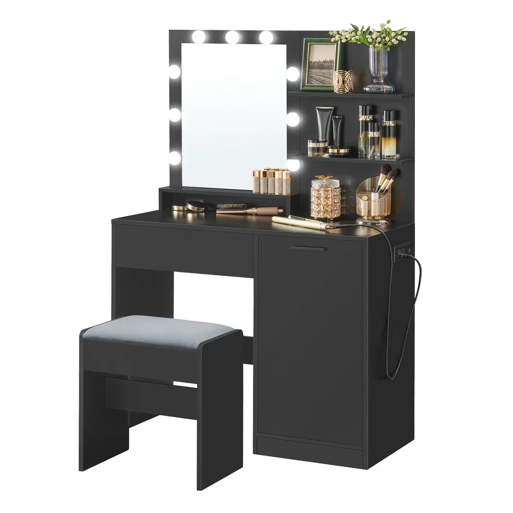 Kailyn Collection - Vanity Desk with Mirror and Lights - Image 3