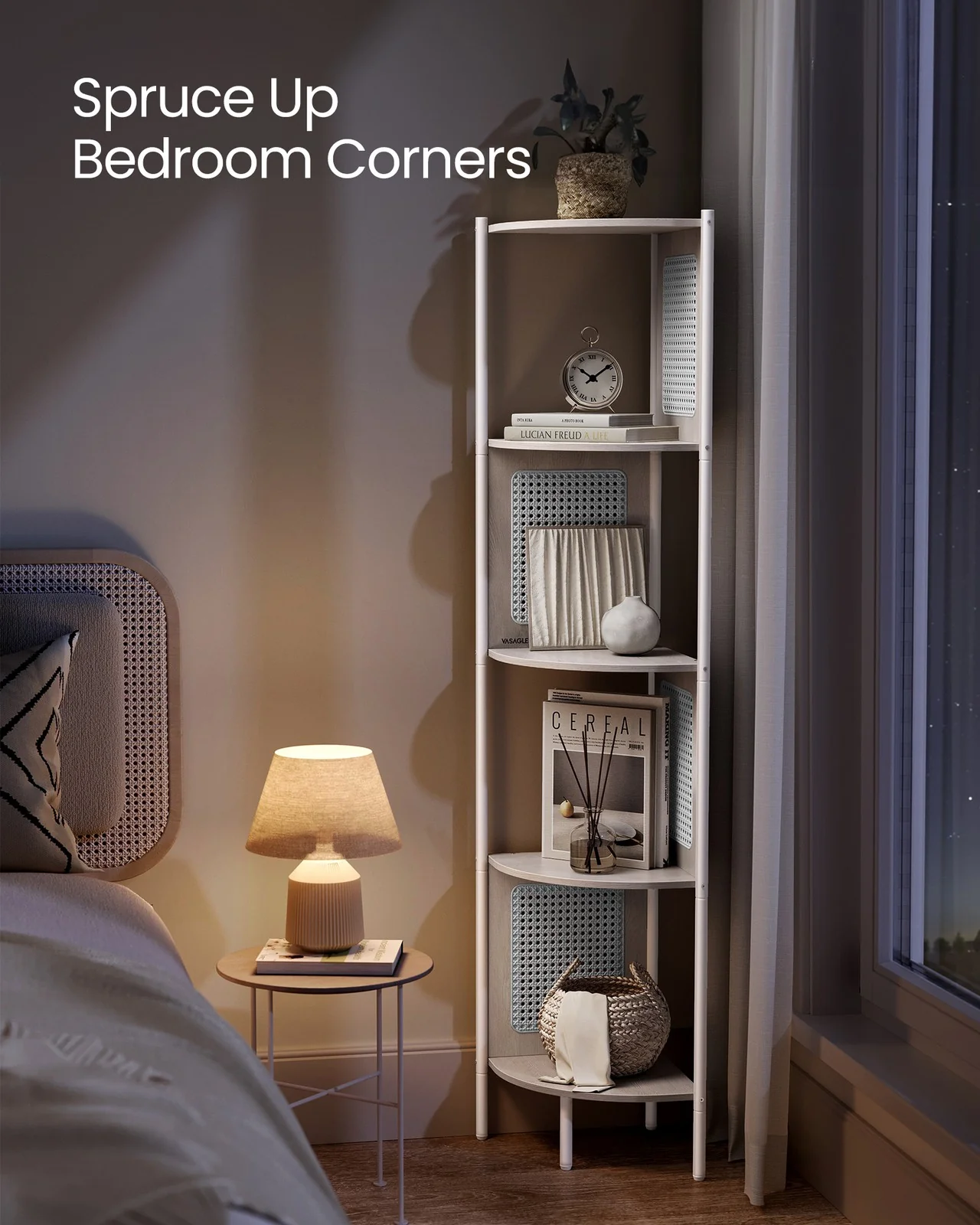 5-Tier Corner Shelf Stand with Polyrattan Sides - Image 3
