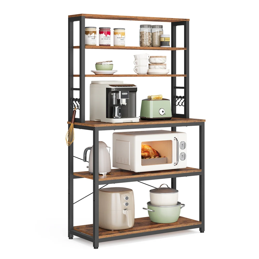 Coffee Bar with 6-Tier Shelves