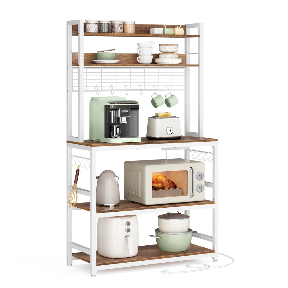 Hutch Bakers Rack with Power Outlet - Image 3