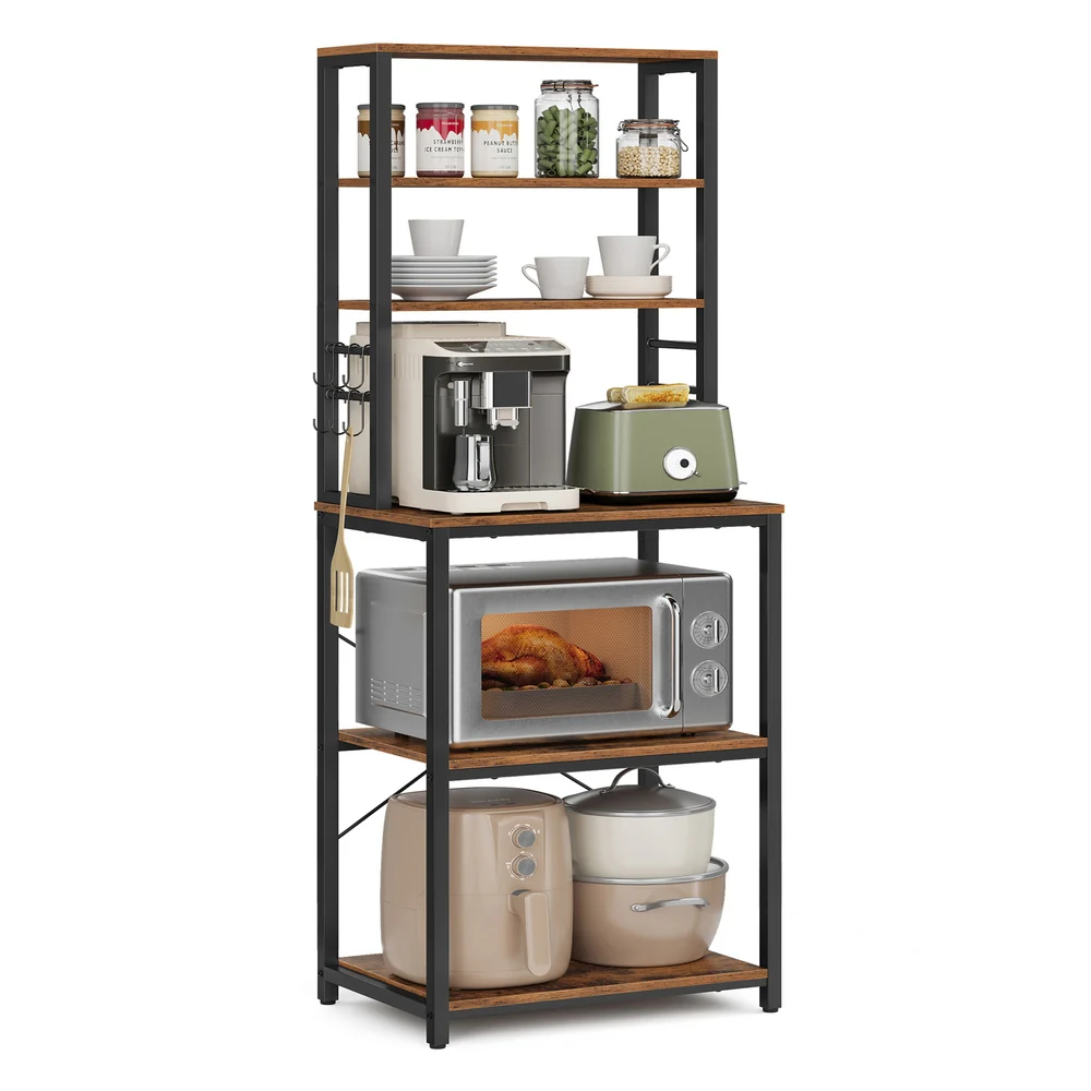 Coffee Bar with 6-Tier Shelves