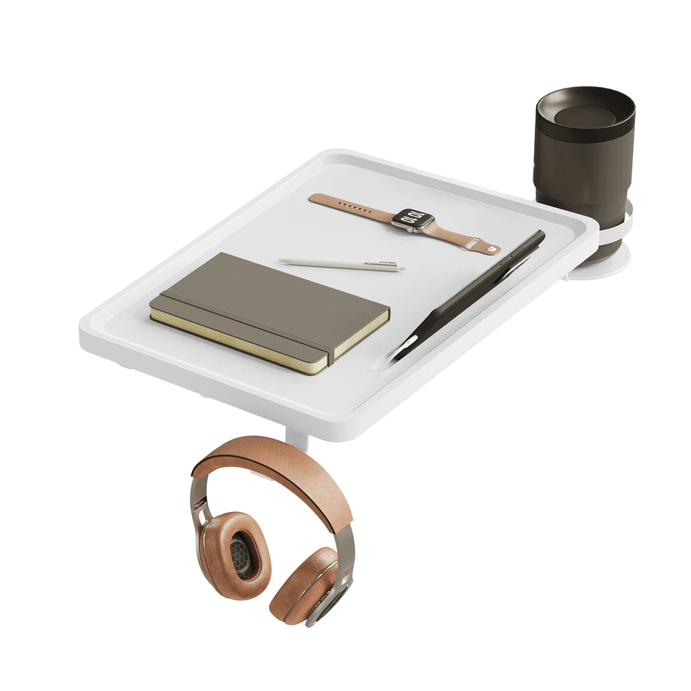 Bedside Shelf with Phone Slot, Cup Holder and Hook Ink Black