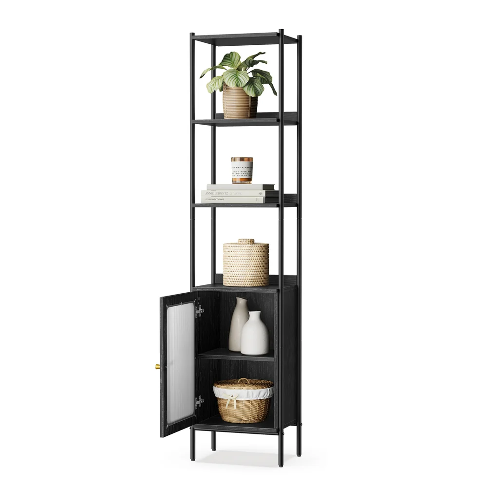 Bookcase with Rattan-Like Door
