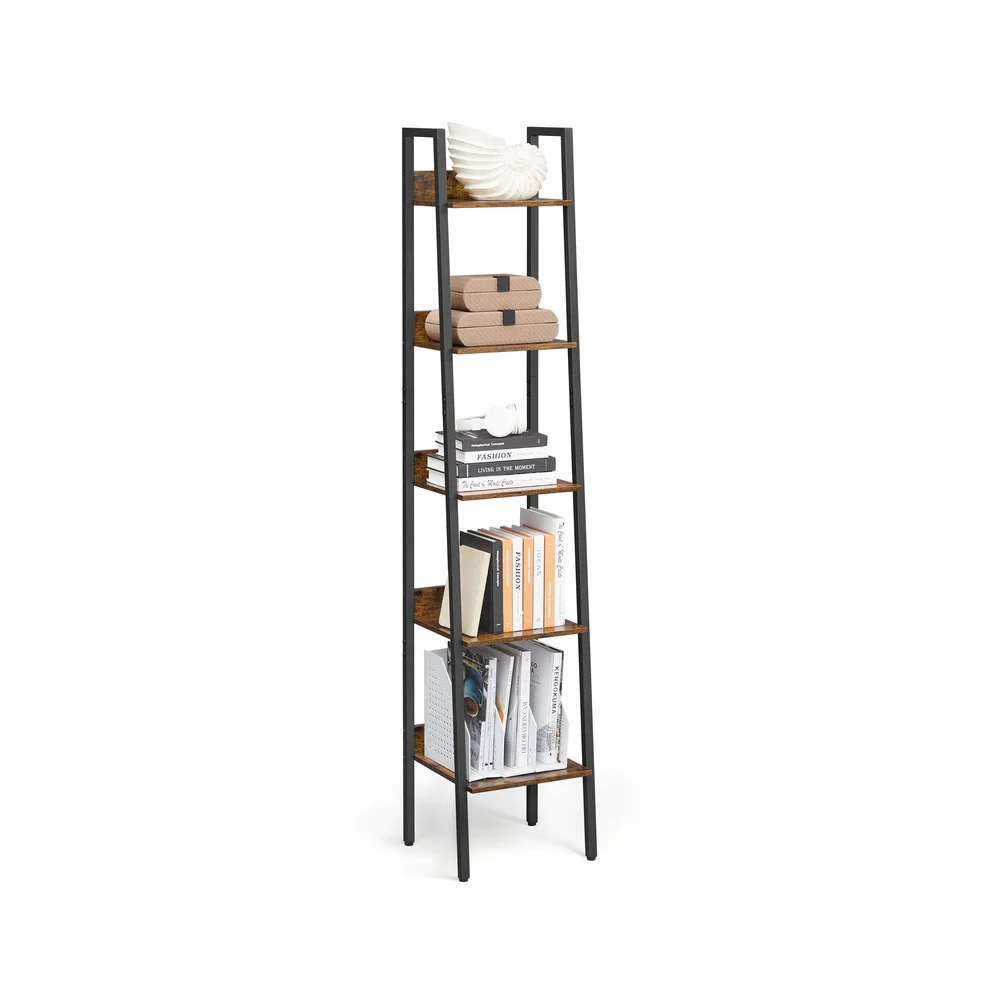 Brown & Black 5-Tier Storage Ladder Shelf - Image 2