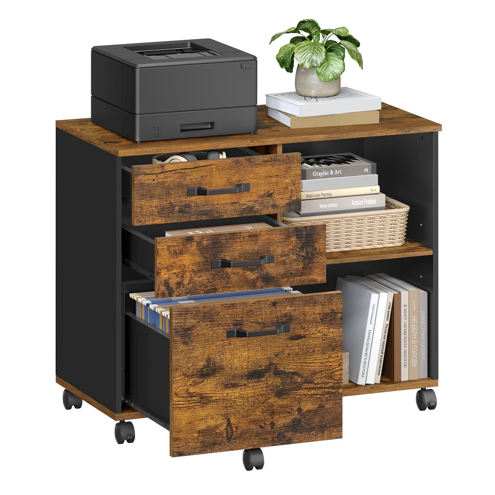 Brown File Cabinet with Storage Compartment