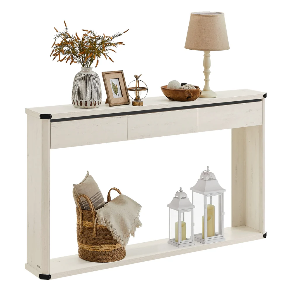 Narrow Entryway Table with 3 Drawers, Bottom Shelf - Image 2