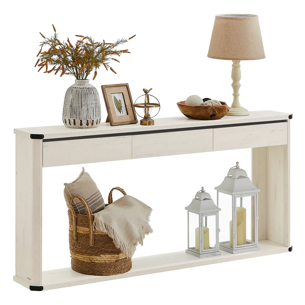 Narrow Entryway Table with 3 Drawers, Bottom Shelf - Image 4