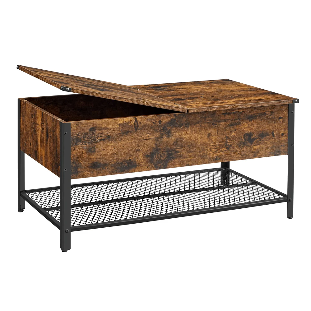 Daxton Collection - Coffee Table with Flip Top, Hidden Storage Space and Mesh Shelf