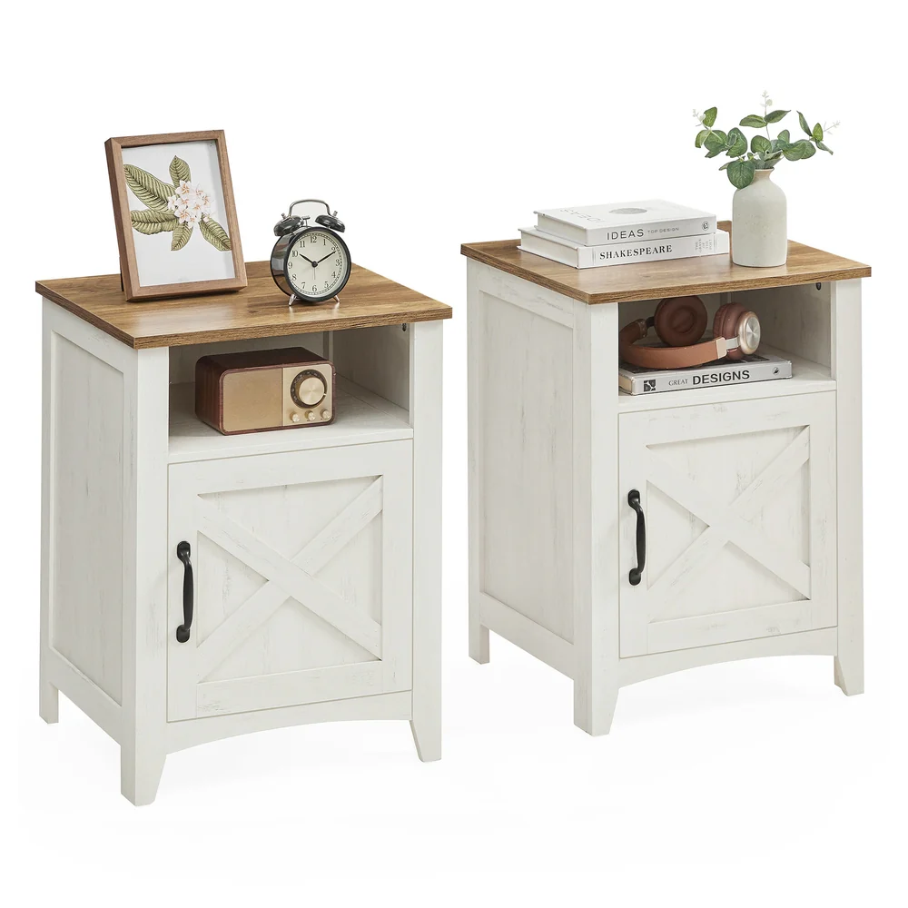 Liry Collection - Farmhouse Nightstand with Barn Door - Image 4