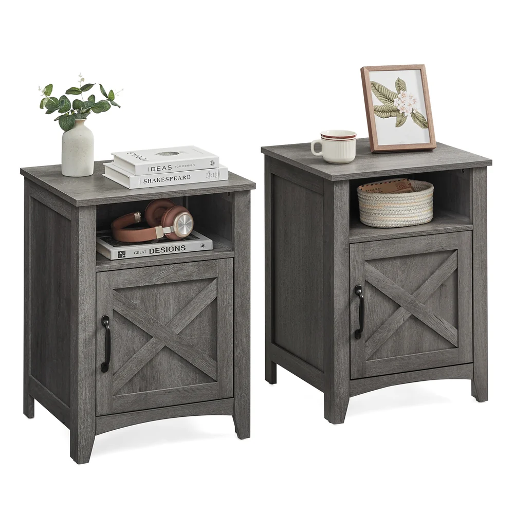 Liry Collection - Farmhouse Nightstand with Barn Door - Image 5