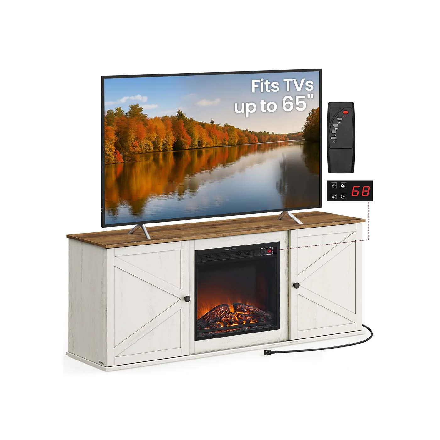Farmhouse TV stand with storage cabinets and sliding barn doors - Image 2