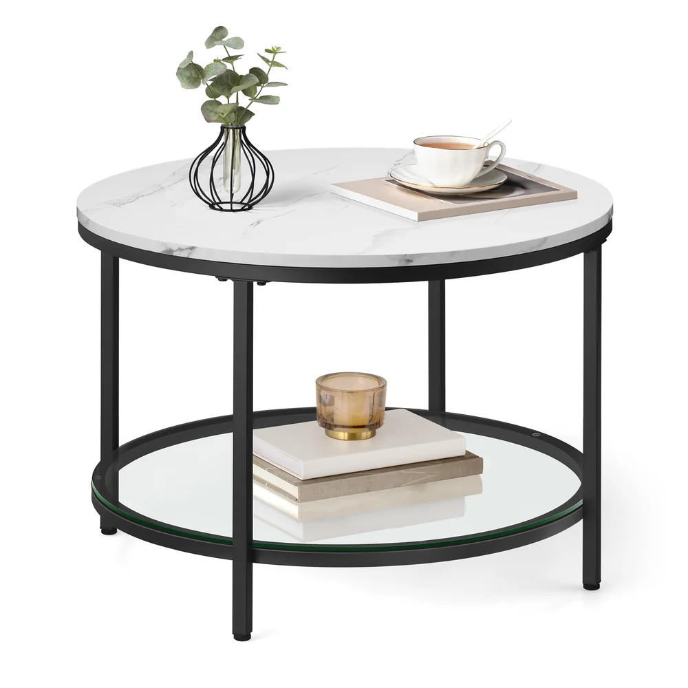 Faux Marble Round Coffee Table - Image 2