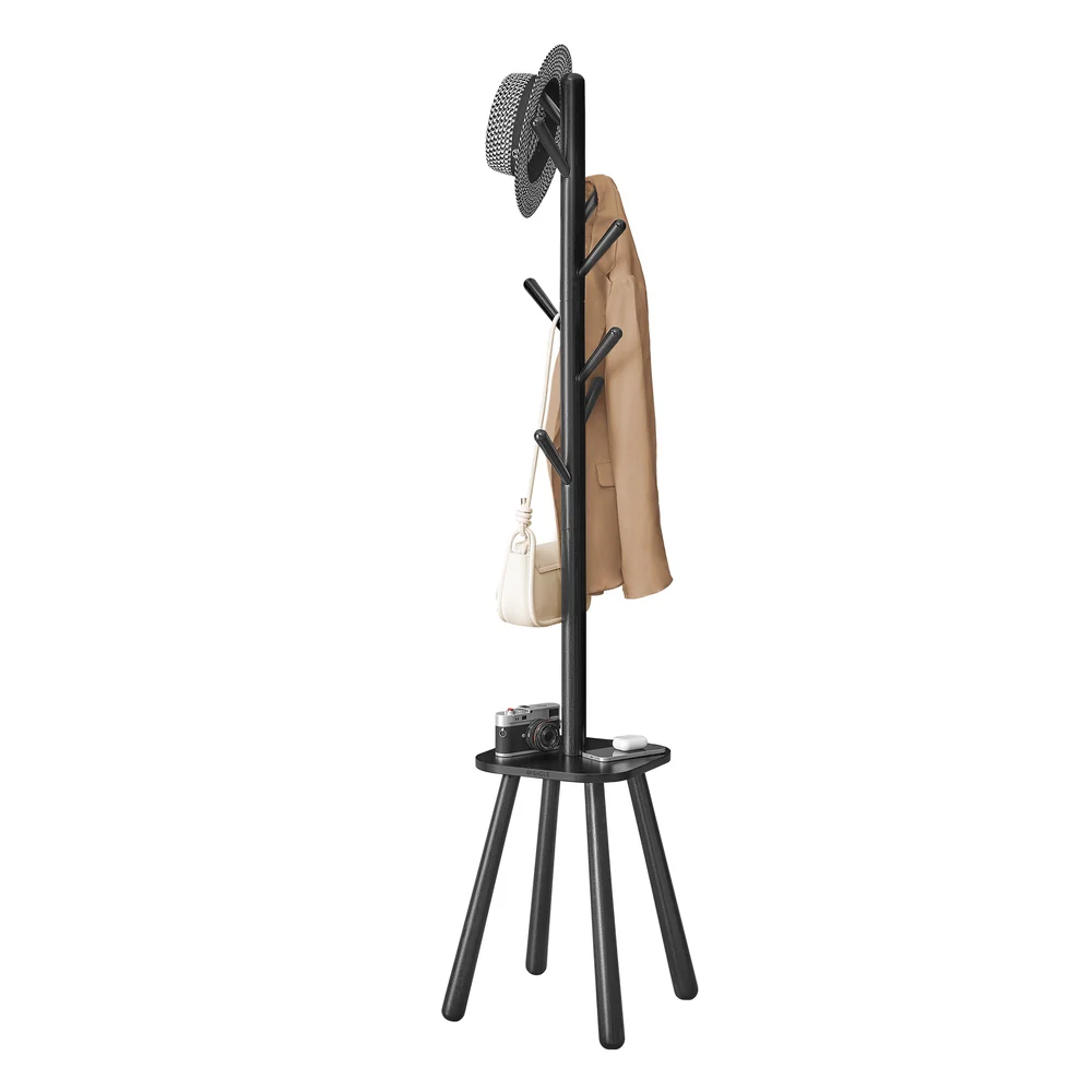 Hall Coat Tree with 8 Hooks and Storage Shelf - Image 2