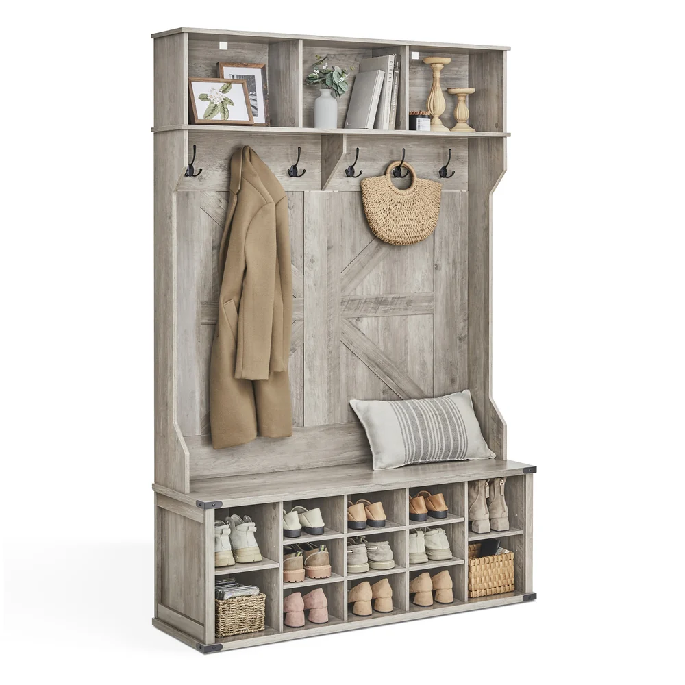 Liry Collection - Hall Tree with Bench and Shoe Storage - Image 3