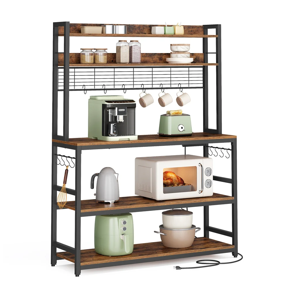 Hutch Bakers Rack with Power Outlet