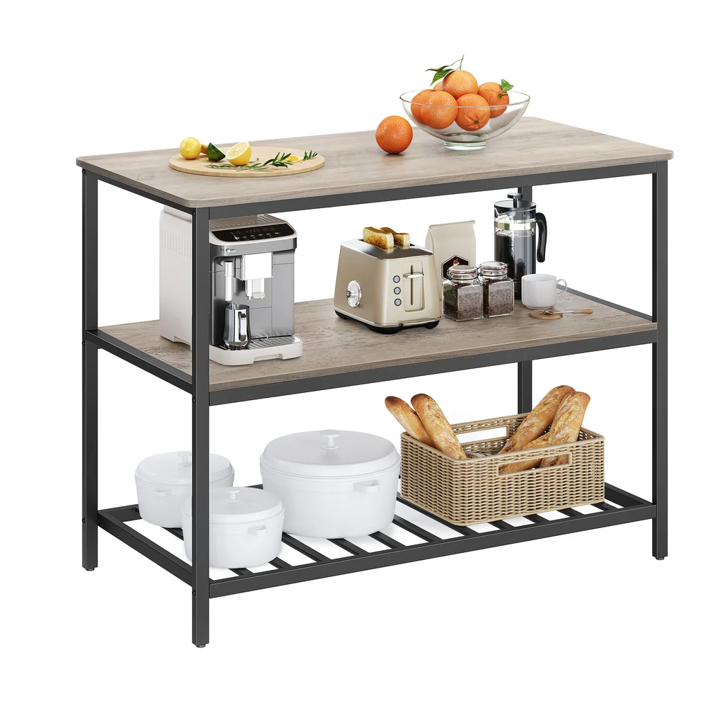 Industrial Kitchen Island with 3 Shelves - Image 6