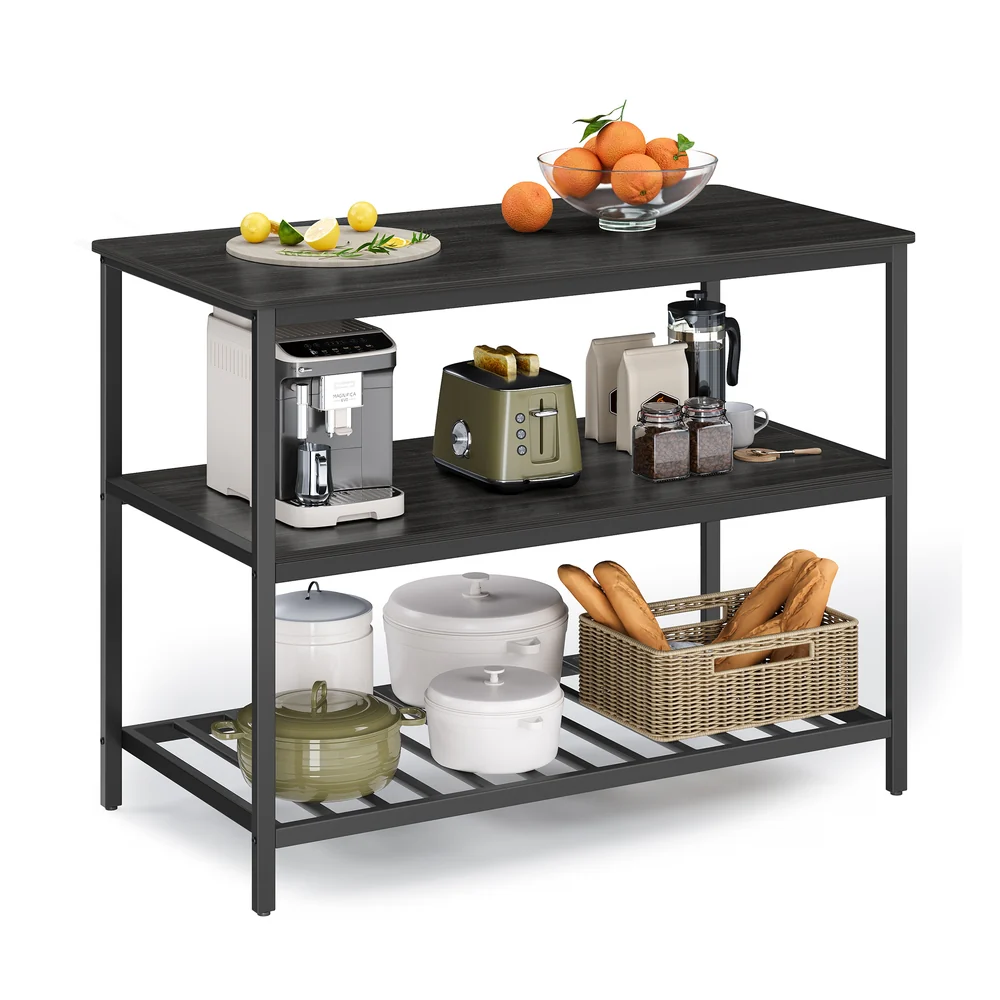 Industrial Kitchen Island with 3 Shelves - Image 7