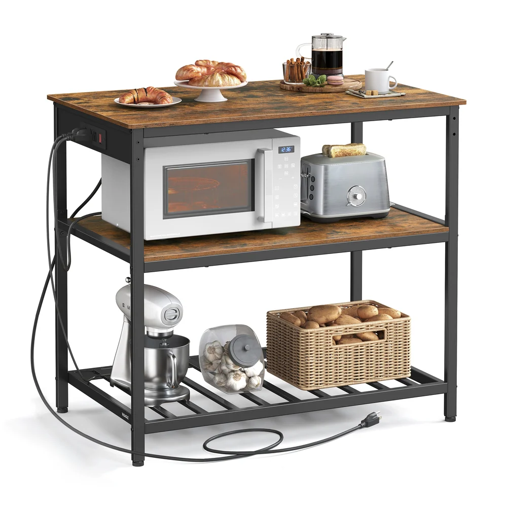 Kitchen Island with 3 Shelves