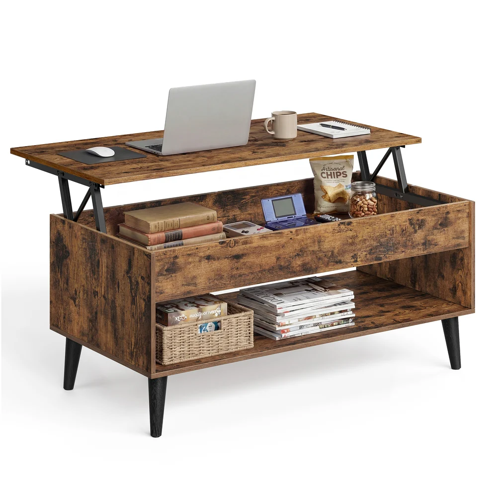 Lift top coffee table with hidden storage for living room - Image 3