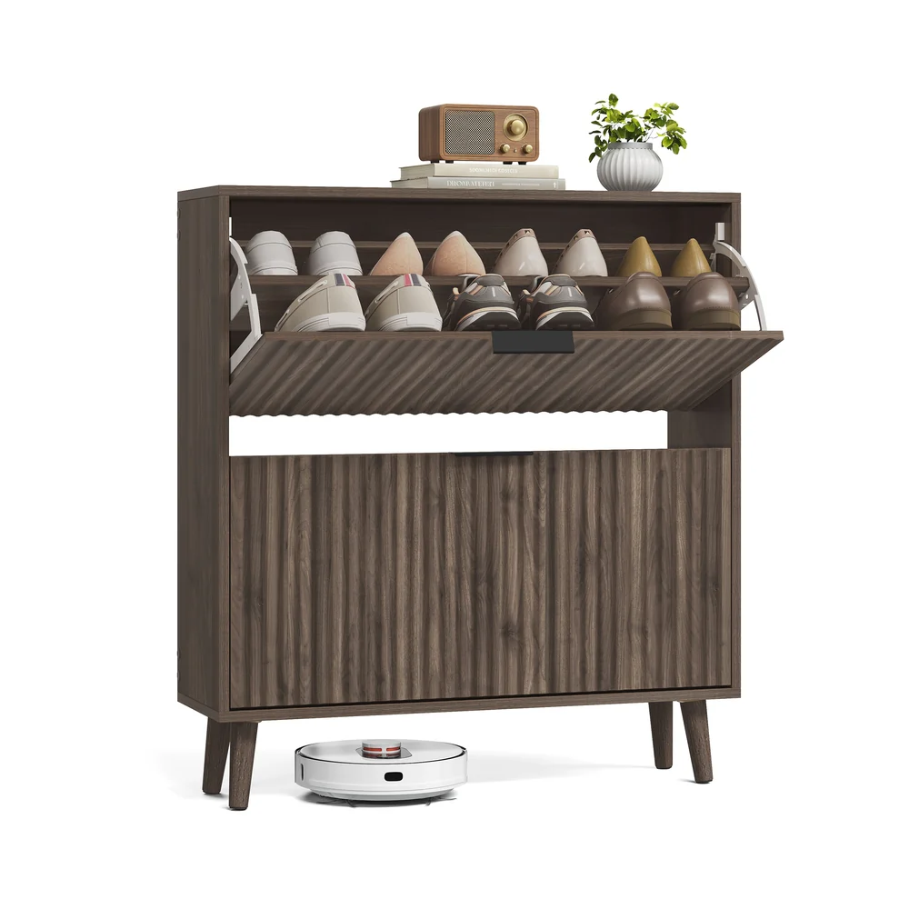 MAXE Collection - Shoe Storage Cabinet with Flip Drawers
