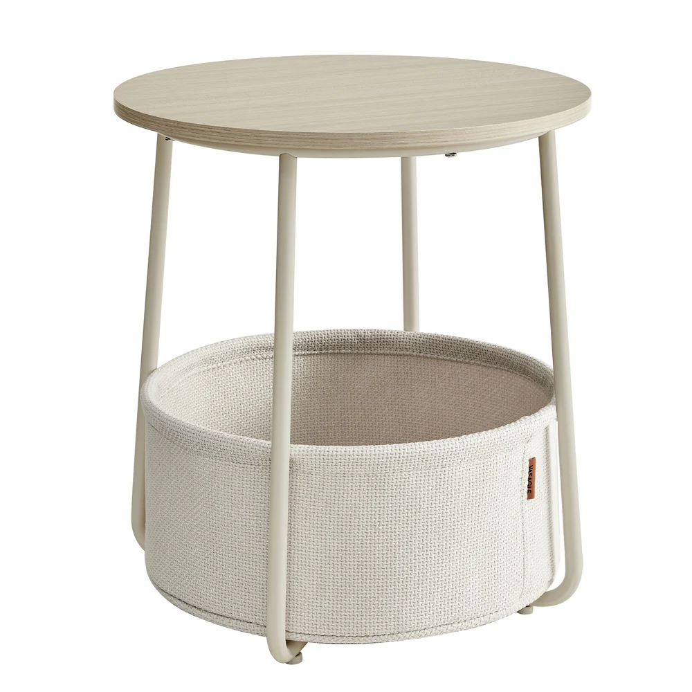 Lilea Collection - Modern Nightstand with Fabric Basket