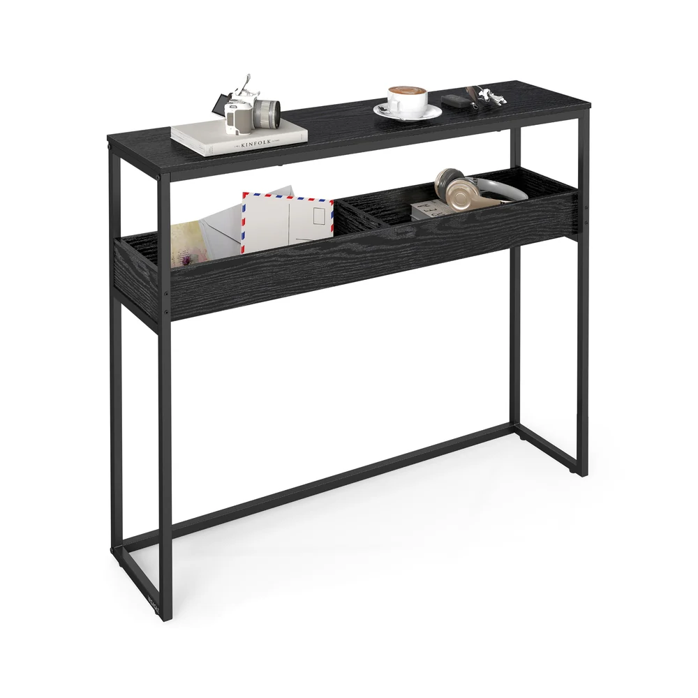Narrow Console Table with Semi Open Storage