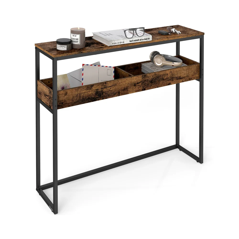 Narrow Console Table with Semi Open Storage - Image 2