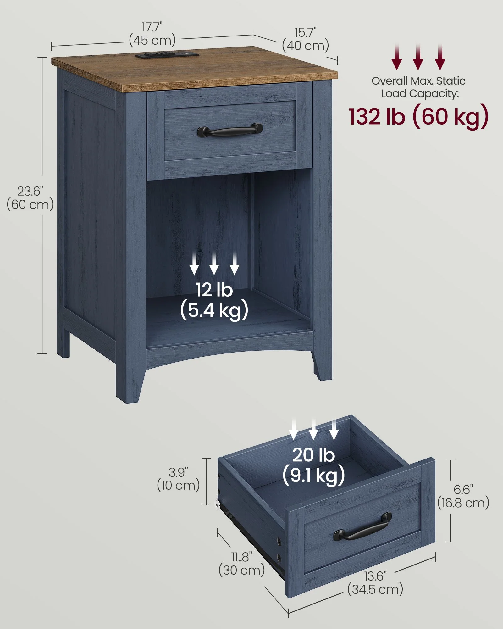 Liry Collection - Nightstands with Charging Station and Open Compartment - Image 4