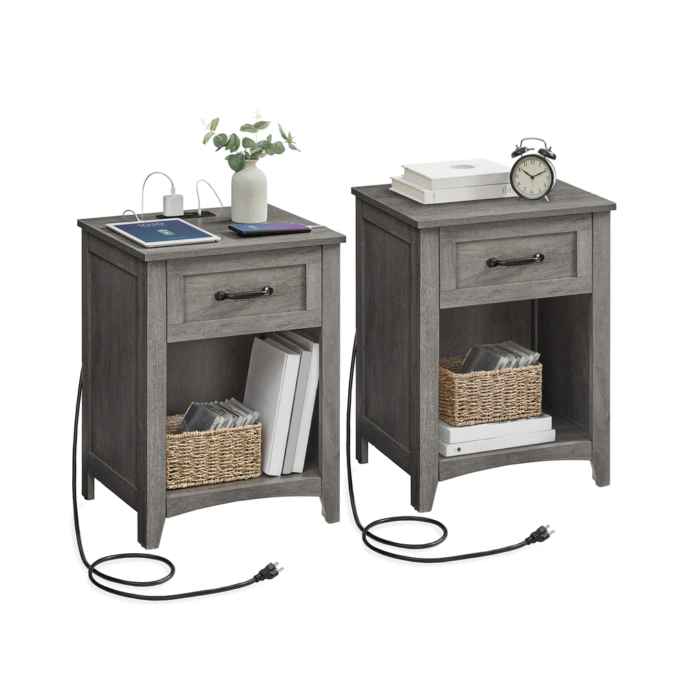 Liry Collection - Nightstands with Charging Station and Open Compartment - Image 6