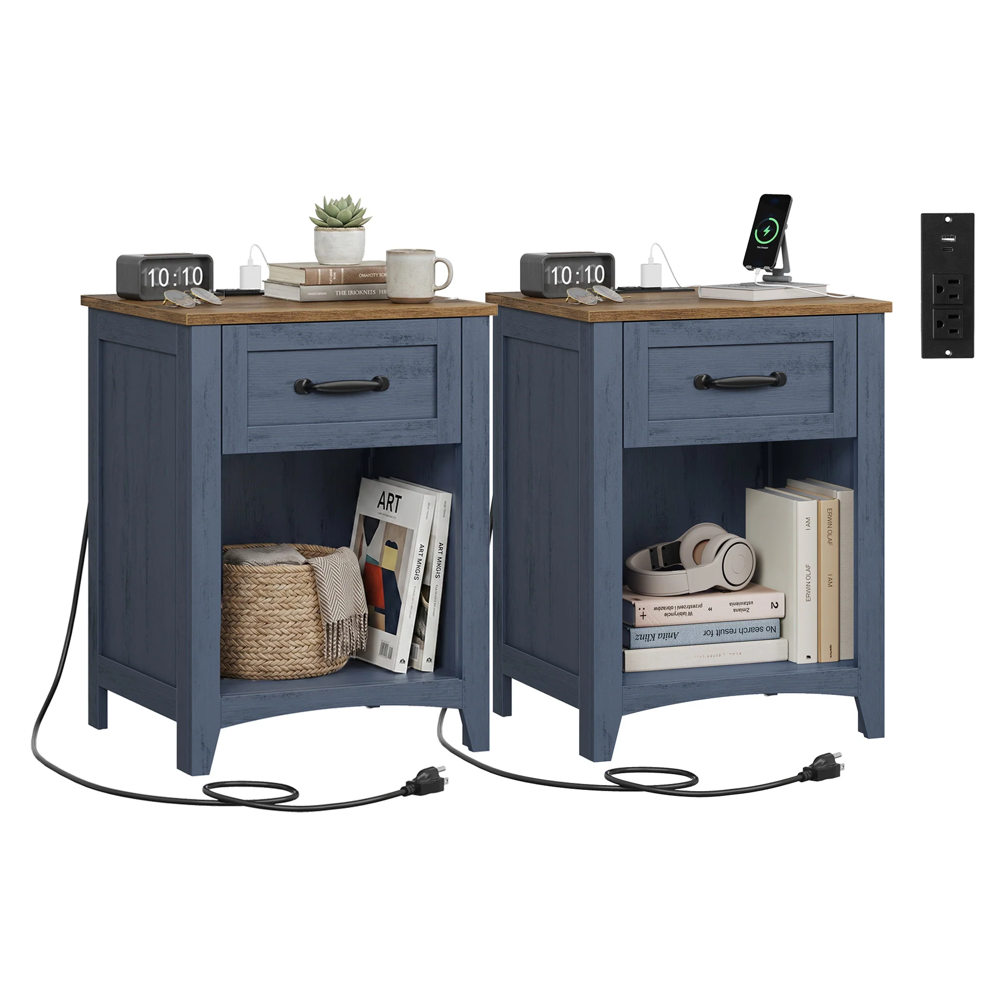 Liry Collection - Nightstands with Charging Station and Open Compartment - Image 7