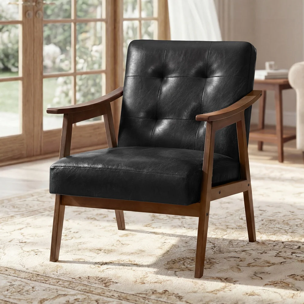 PU leather accent chair for living room bedroom or office - Image 2