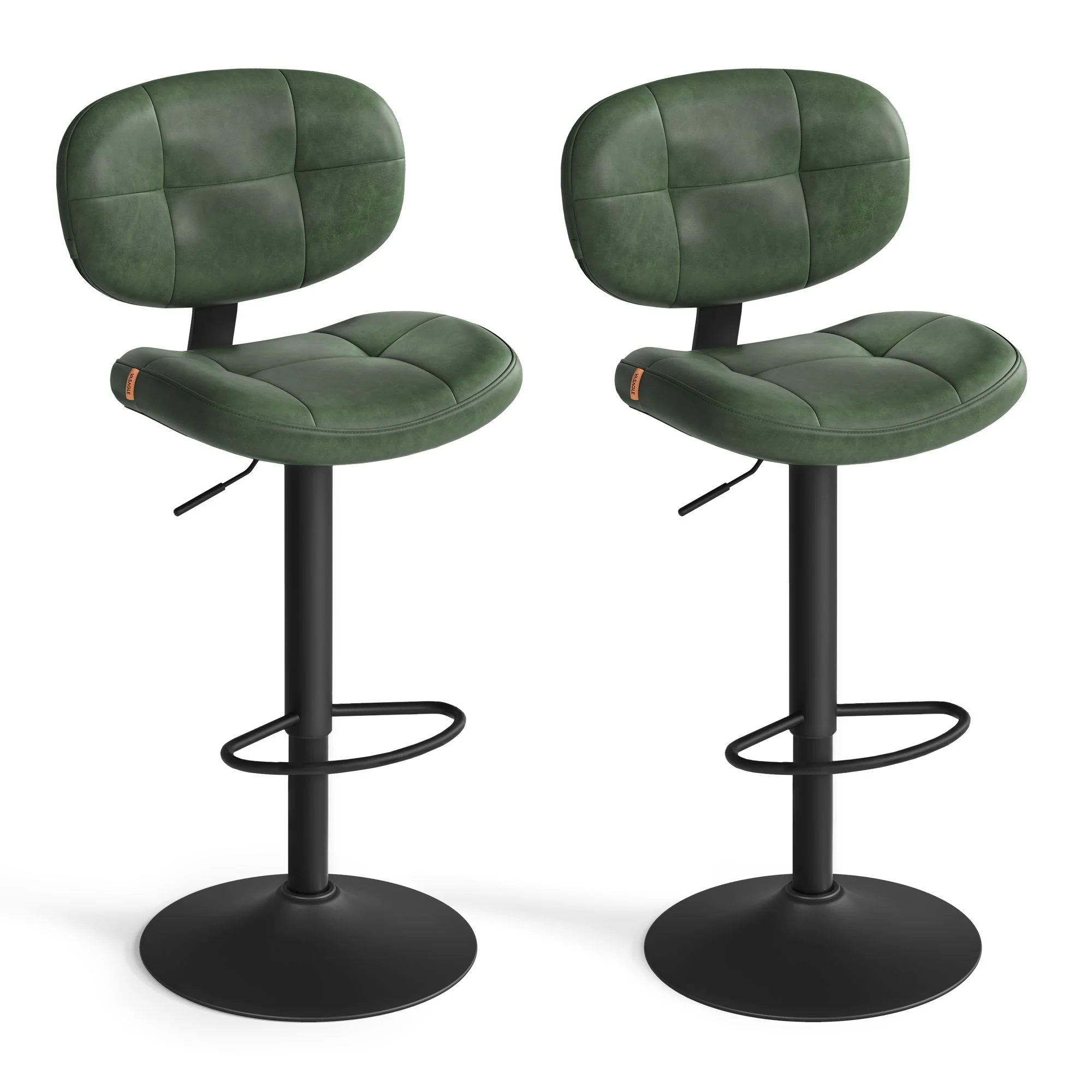 PU leather swivel bar stools with back and footrest - Image 2