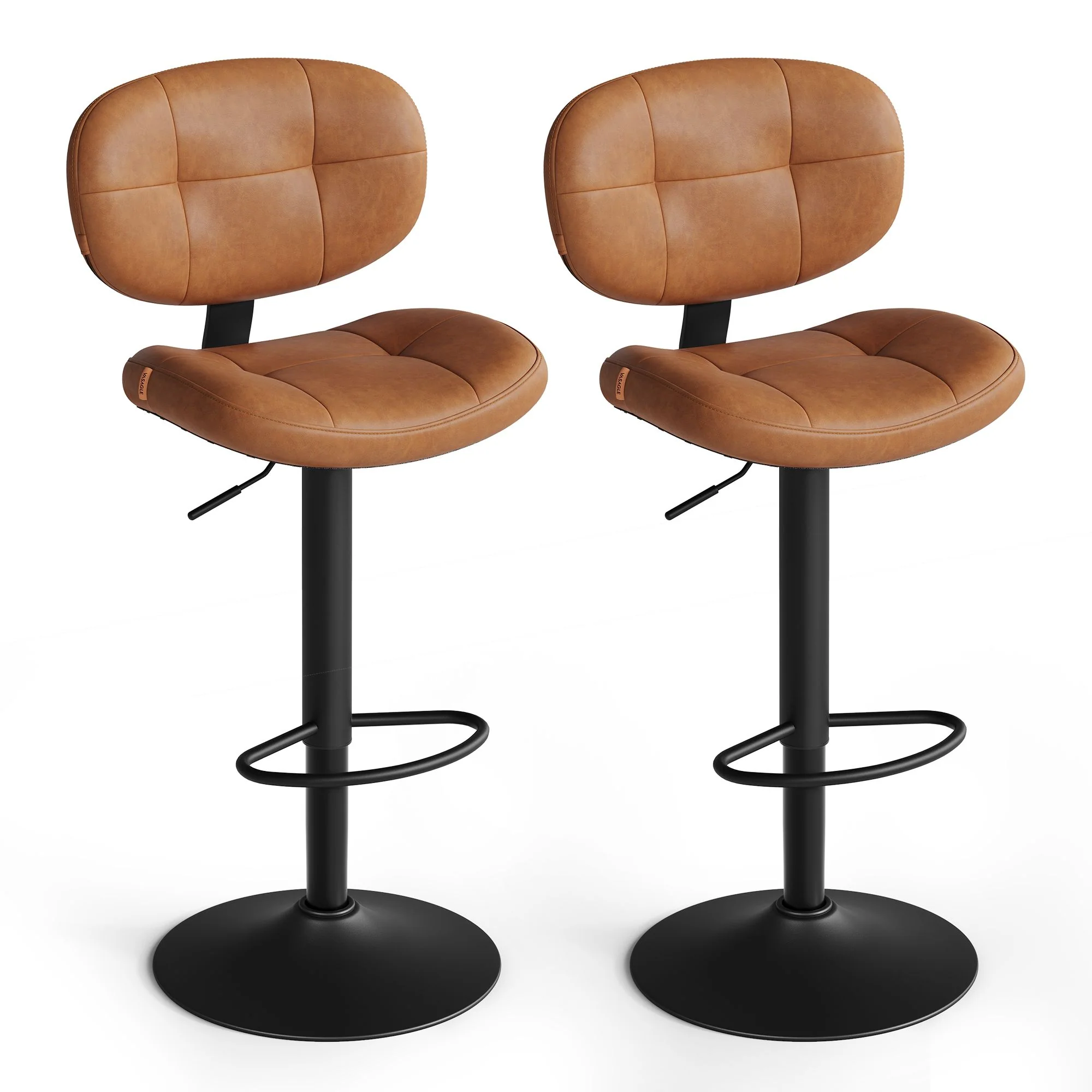 PU leather swivel bar stools with back and footrest - Image 3