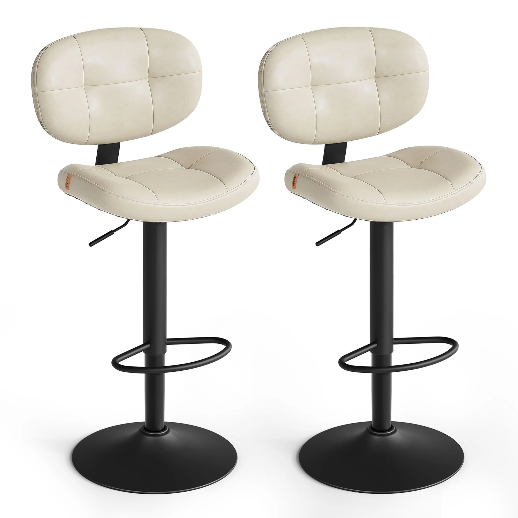 PU leather swivel bar stools with back and footrest - Image 4