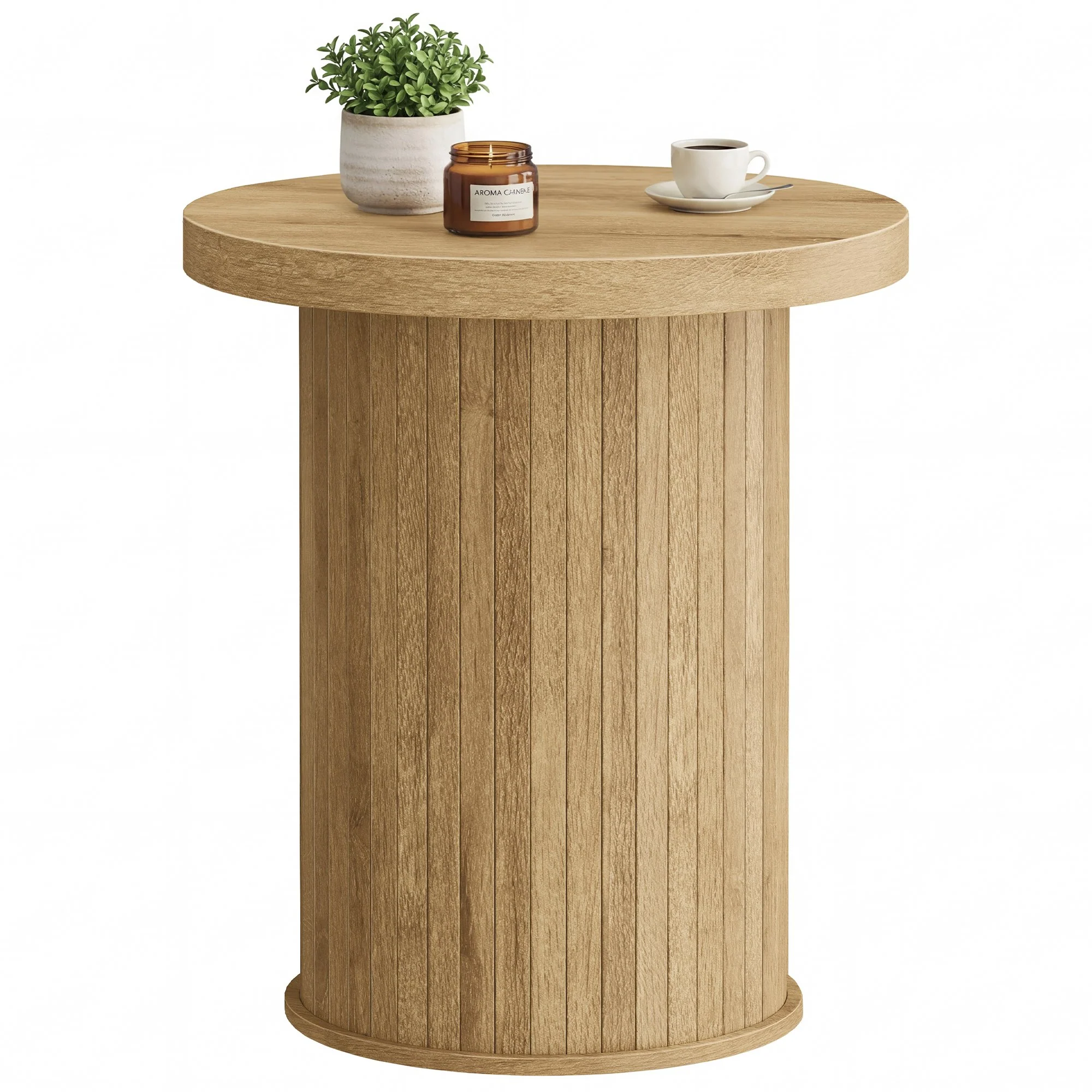 Round Side Table Mid Century Modern Nightstand for Small Spaces, Living Room, Bedroom, Home Office