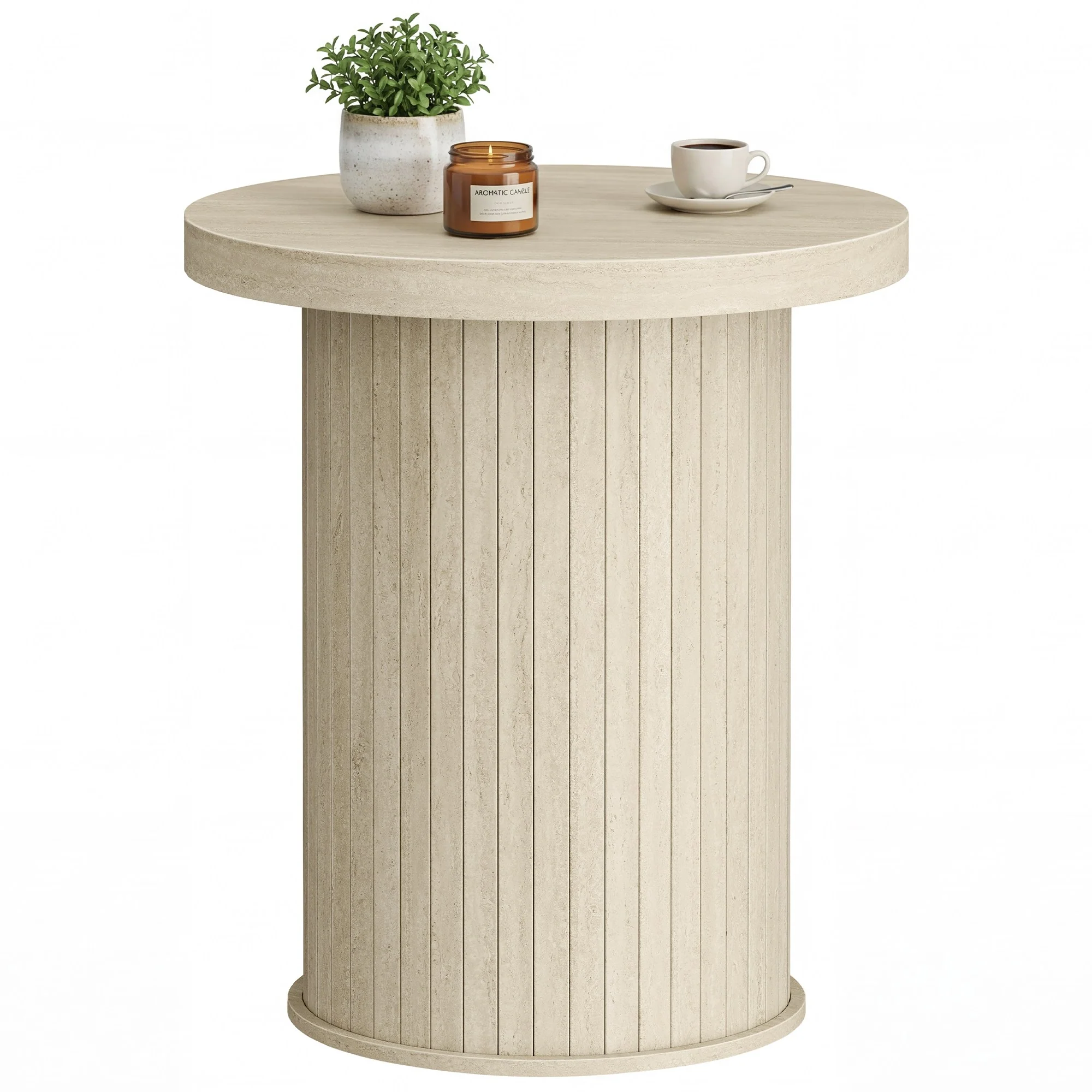 Round Side Table Mid Century Modern Nightstand for Small Spaces, Living Room, Bedroom, Home Office - Image 2