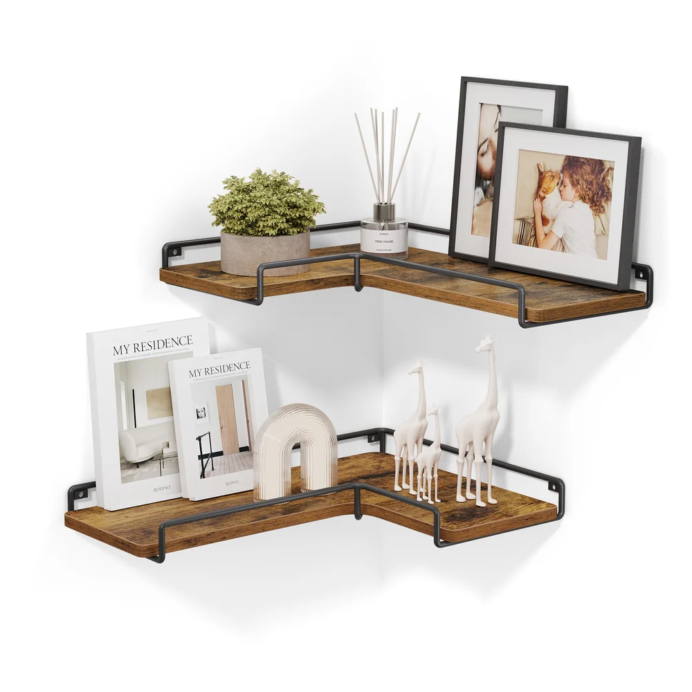 Set of 2 Corner Floating Shelves