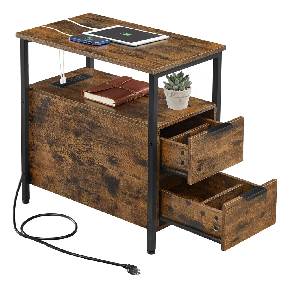 Side Table with Charging Station