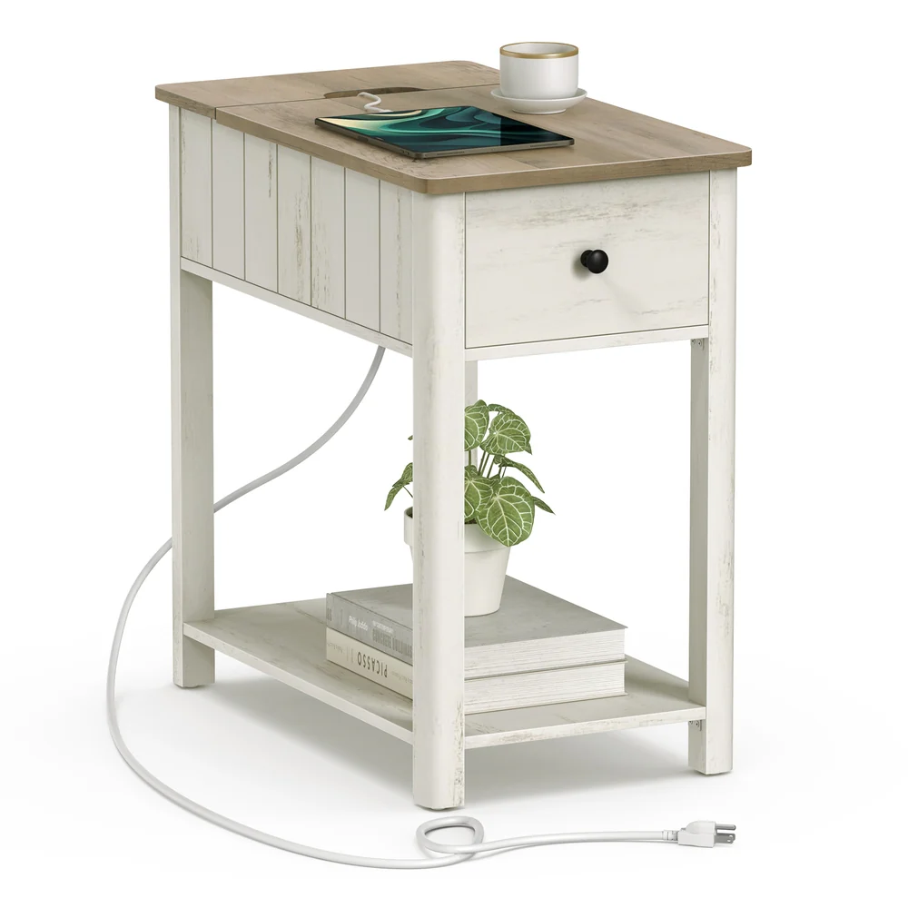Side Table with Charging Station