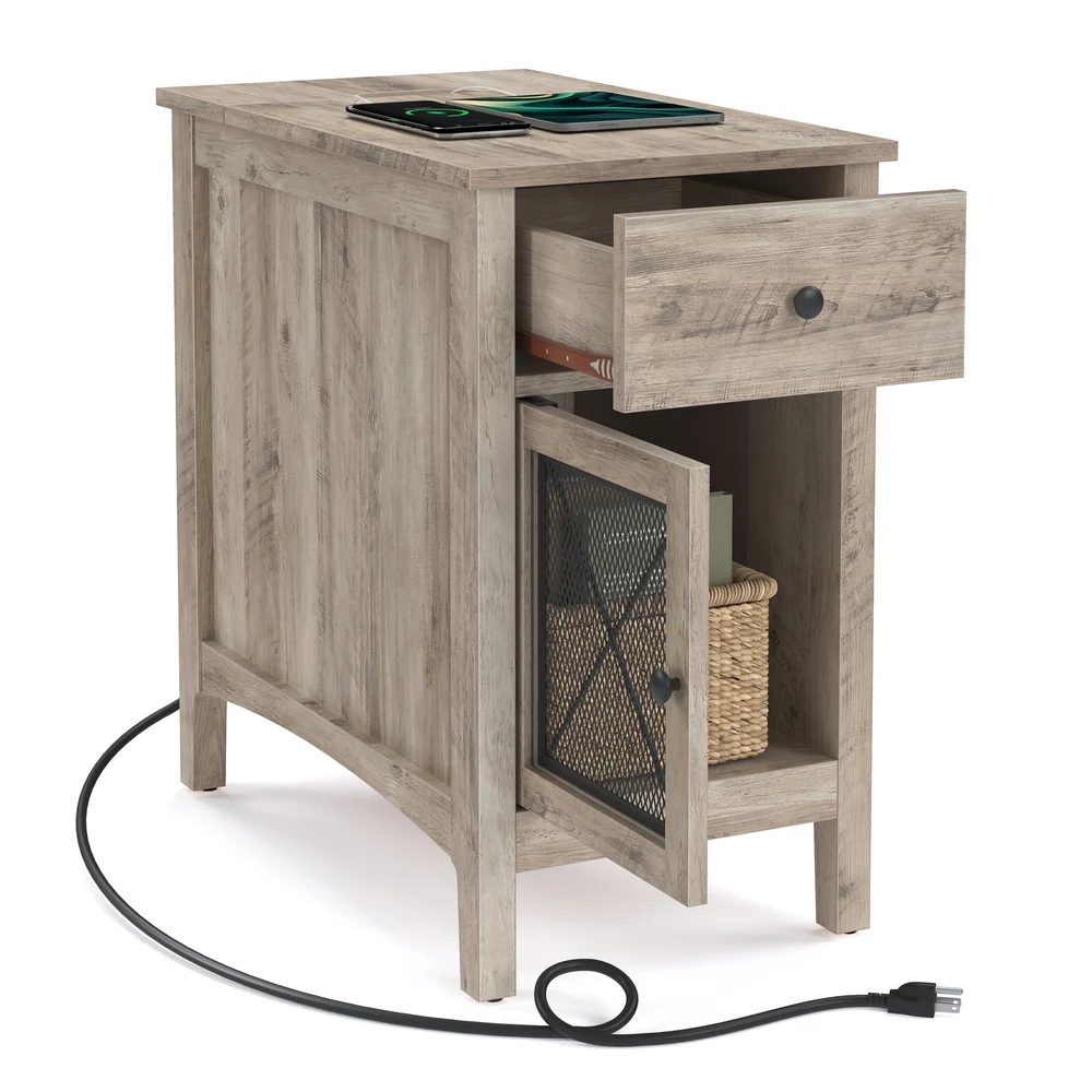 Side Table with USB Ports and Outlets